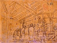 Więźniowie w oczekiwaniu, Stalag / Oflag 366Z, Obóz jeńców włoskich, Biała Podlaska, 1944, autor: Ercolani Ernesto 1909 - 1974