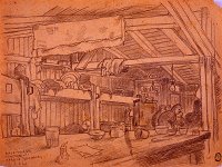 Wewnątrz baraku, Stalag / Oflag 366Z, Obóz jeńców włoskich, Biała Podlaska, 1944, autor: Ercolani Ernesto 1909 - 1974