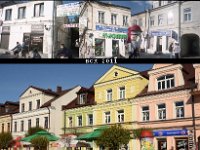 Pierzeja wschodnia Placu Wolności - widok z 2003 i 2011 roku.
